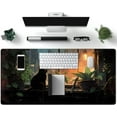 thumbnail image 2 of Black Cat Desk Mat Green Plants Desk Pad Anime Large Gaming Mouse Pad XL Full Desk Mousepad Extended Keyboard Mat Big Long Mouse Mat Laptop Desktop Mat Pad Cute Desk Decor for Women 31.5''''X15.7'''', 2 of 6