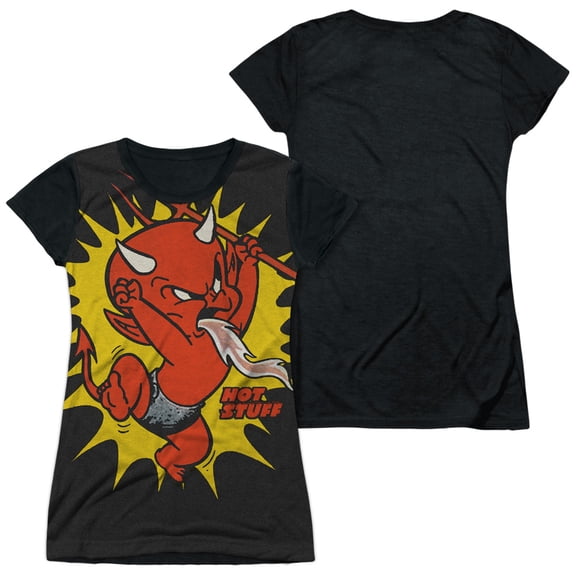 Hot Stuff - Heated - Juniors Teen Girls Black Back Sleeve Shirt - X-Large