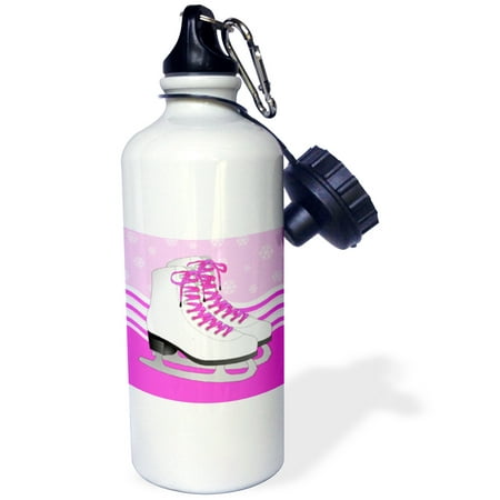 

3dRose Pair of Pink Ice Skates on Snowflake Background Sports Water Bottle 21oz