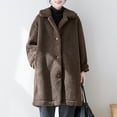 thumbnail image 4 of Lovskoo 2024 Women's Shearling Jacket Long Sleeved with Pockets Windproof and Warm Insulation Single Breasted Long Plush Coat Coffee, 4 of 9