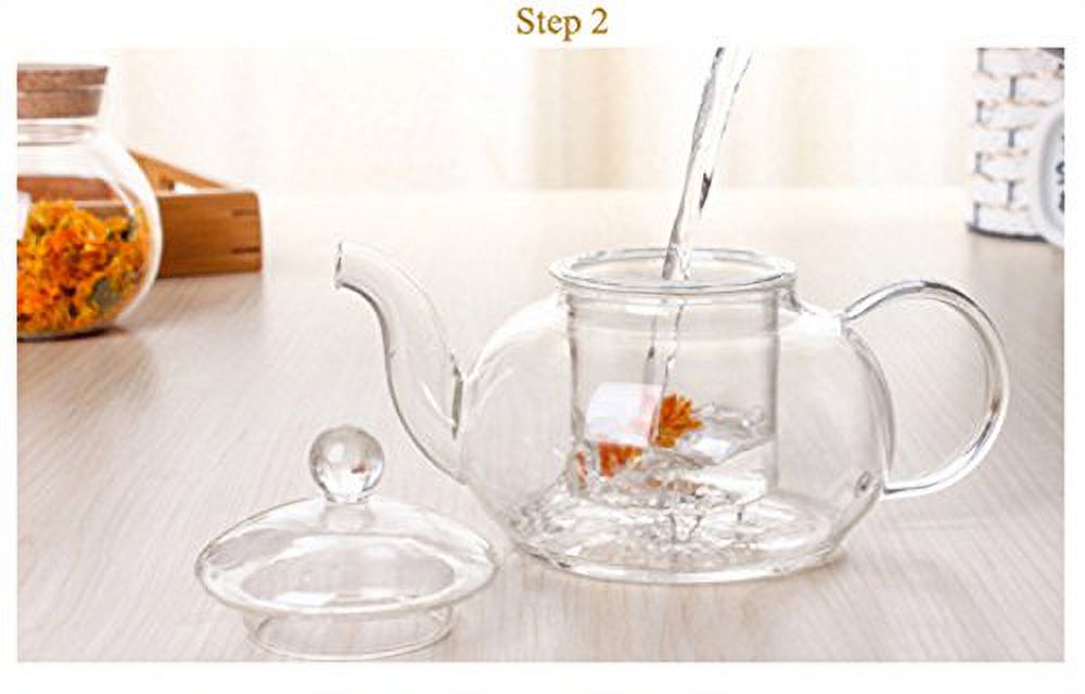 600ml / 21oz Borosilicate Teapot Scented Tea Infuser Heat Resistant Teapot Set For Tea Display, Scented Tea, etc - image 4 of 4