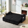 thumbnail image 5 of Aukfa 82" Sofa Bed 3 Seat Convertible Sleeper Couch with 2 Side Pockets for Living Room, 2 Pillows, Linen, Black, 5 of 9