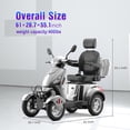 thumbnail image 5 of SUNDERWELL Electric Heavy Duty Mobility Scooters, Large 4-Wheels Wheelchair Device, 400 LBS Capacity for Seniors & Adults, Speed Adjust, Remote Key, Ship Fully Assembled and Ready to Ride, 5 of 9