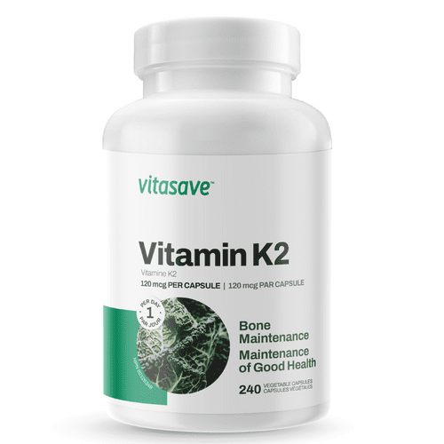 Vitamin K2 120mcg | Supplement with Premium MK-7 | Non-GMO Formula with Maximum Absorption | Made in Canada