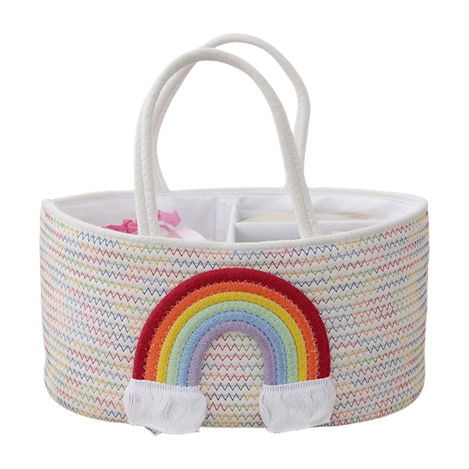 Cotton Cloth Diaper Organizes Portable Storage Basket with Compartments Foldable Nursery Storage Bin for Baby Essential