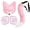 Pink, variant on 3Pcs Halloween Fluffy Fox Mask Paws and Tail,Realistic Fox Mask Furry Therian Gear for LARP Party
