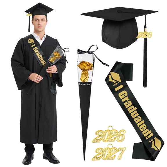Alaiyaky Graduation Cap and Gown 2026 Unisex for High School and College Graduation Black