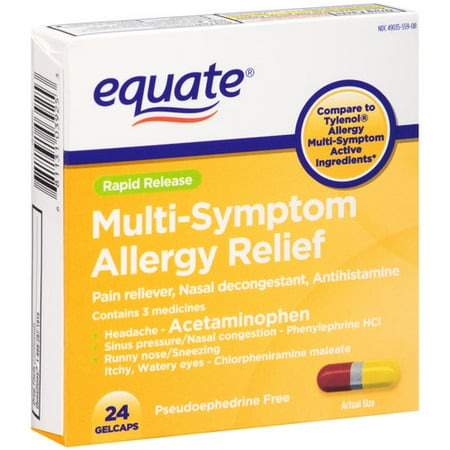 Equate Rapid Release Multi-Symptom Allergy Relief Gelcaps, 24 count