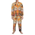 thumbnail image 3 of Sikiie Halloween Flamingos Mens Pajama Set, Soft Warm Long Sleeve Sleepwear, Cozy Button-Down Pjs for Men-Medium, 3 of 7