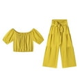 thumbnail image 4 of Conjunto moderno para el día: top con cuello cuadrado y mangas abullonadas y pantalones de pierna ancha - Poliéster - Ropa informal/de vacaciones, 4 of 8
