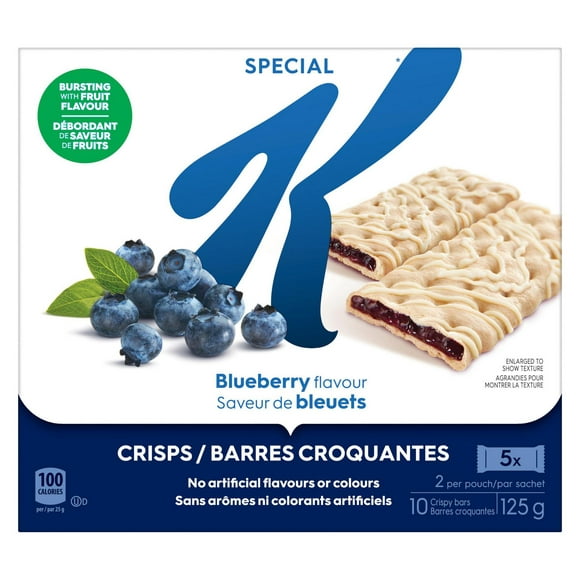 Kellogg's Special K Fruit Crisps Blueberry Flavour, 125 g, 10 Crisps, 2 Per Pouch, 125g, 10 bars