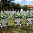 thumbnail image 6 of 1 Pcs Artificial Cemetery Flowers,Artificial Flowers Silk Bouquet,Faux Mums Flowers for 4Th Of July Decor,Memorial Day Flowers for Cemetery Veterans Day,Independence Day Table Centerpiece,Blue, 6 of 8