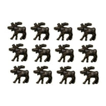 12-Piece Set Cast Iron Moose Drawer Pulls Knobs - Rustic Western Farmhouse Decor for Dresser Cabinet Hardware - Ideal for Wildlife Forest Lodge and Cabin Homes Style