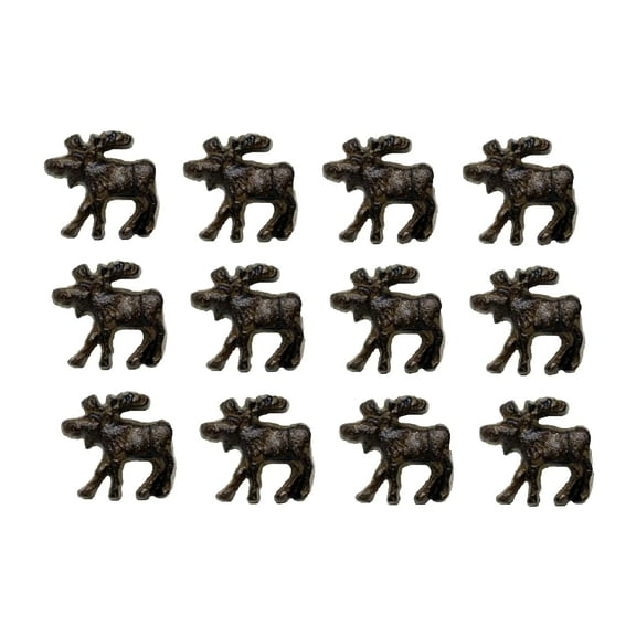 12-Piece Set Cast Iron Moose Drawer Pulls Knobs - Rustic Western Farmhouse Decor for Dresser Cabinet Hardware - Ideal for Wildlife Forest Lodge and Cabin Homes Style