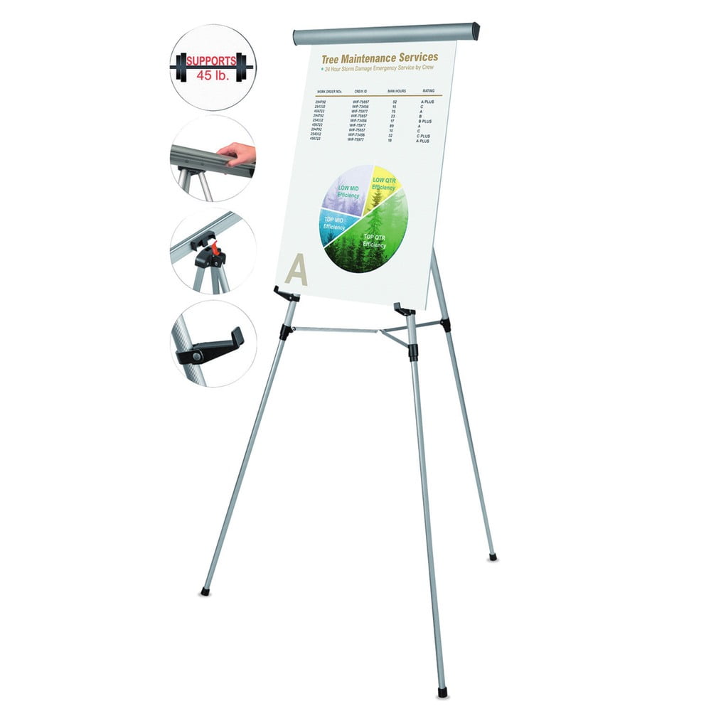 MasterVision 3-Leg Heavy-Duty Telescoping Display Easel, Silver