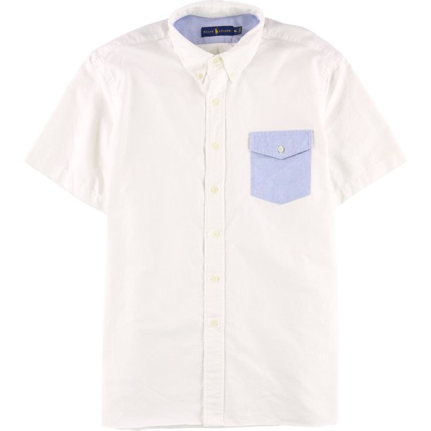 Ralph Lauren - Camisa de algodón para hombre, color blanco, mediano Ralph Lauren Botones al frente
