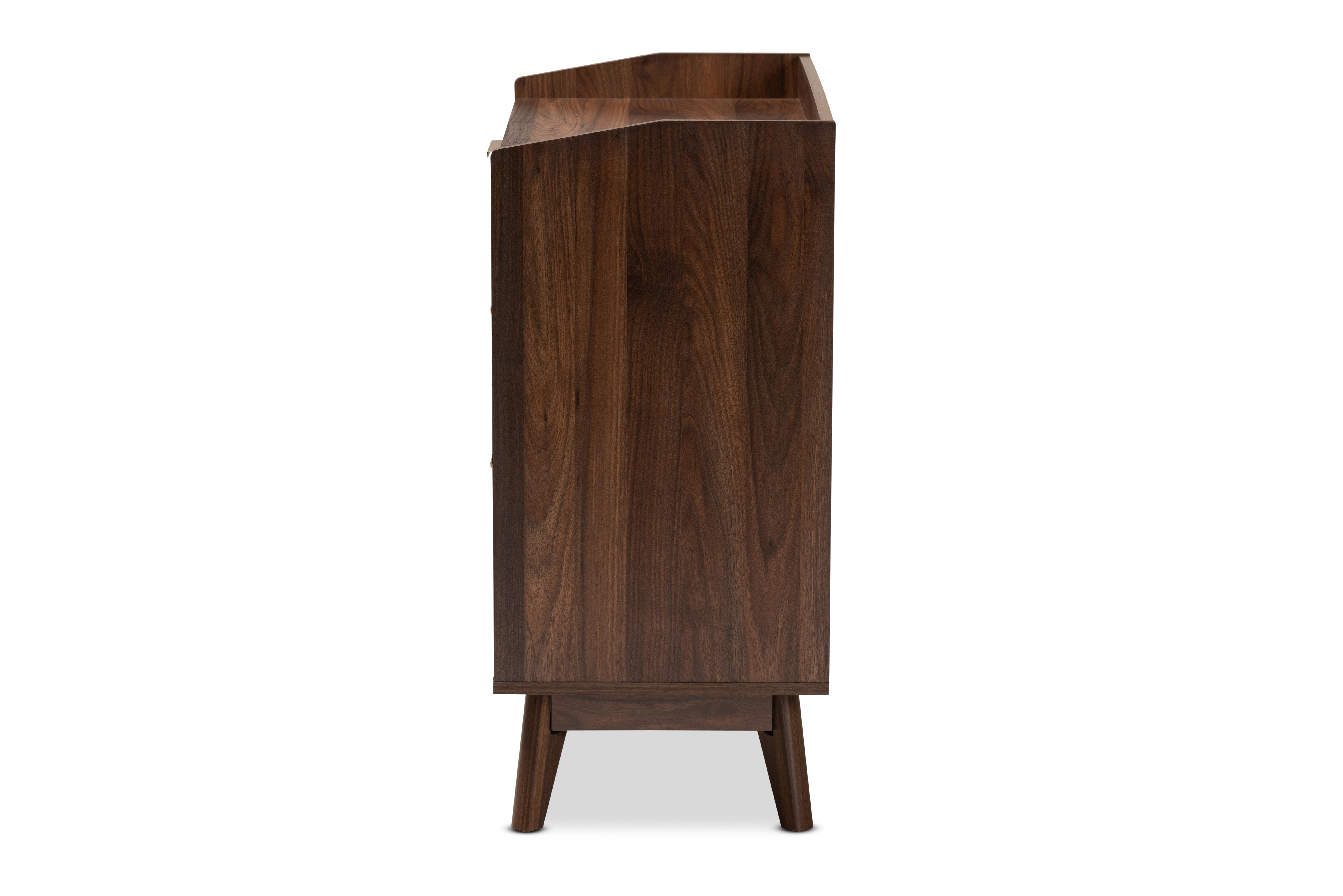 Baxton Studio Lena Mid-Century Modern Walnut Brown Finished 3-Drawer Wood Chest