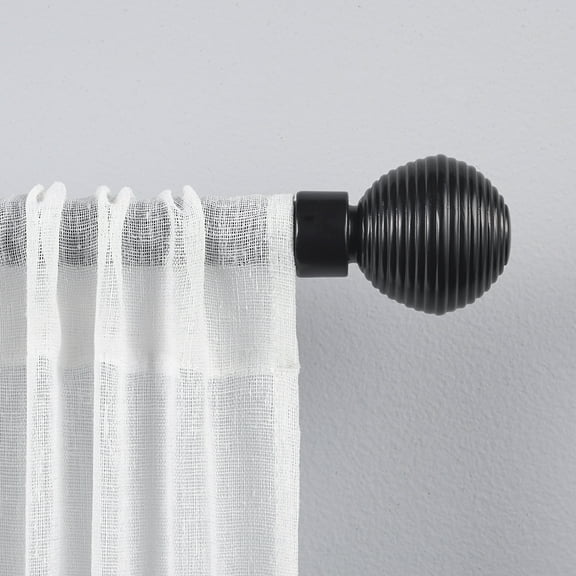 Exclusive Home Modern Layer 1" Curtain Rod and Coordinating Finial Set, Matte Black, Adjustable 36"-72"