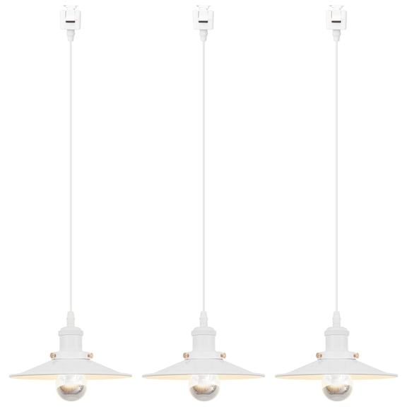 Kiven Anti Glare J-Type Track Lighting Pendants, 3-Light J Track Pendant Lights,Industrial J Track Light Pedant for Kitchen Island Restaurant Hallway, White