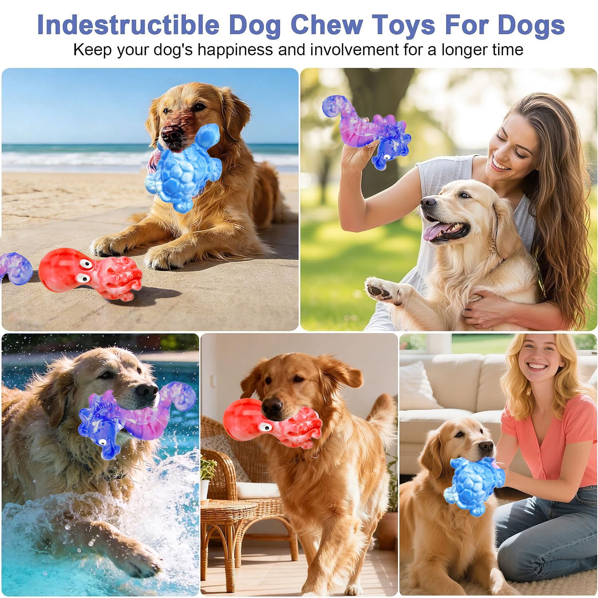 Pet Deluxe 3 Pack Dog Toys for Aggressive Chewers Dog Chew Toys for Medium Large Dogs, Milk Flavored Indestructible Dog Toy, Dense Nylon Tough Dog Toy to Keep Them Busy, Reduce Boredom