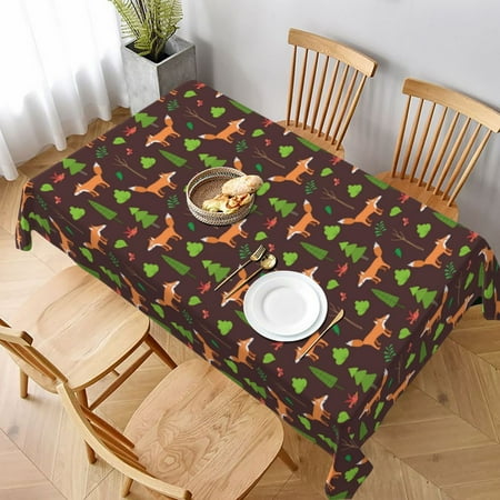 

Table Cloth Rectangle Table Fox In Forest Tablecloth 60 x 90 Inch Wrinkle Resistant Decorative Fabric Table Cover for Dining Party Indoor Outdoor