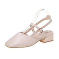 thumbnail image 1 of Sandalias de tacón medio para mujer, con punta cuadrada y hebilla, tacón grueso, sandalias coreanas para mujer, zapatos huecos para mujer, 1 of 6