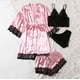 thumbnail image 4 of Batas de mujer de talla grande, lencería de seda, bata de baño de satén, conjunto de cuatro piezas, pijamas para dormir, pijamas para mujer, 4 of 7