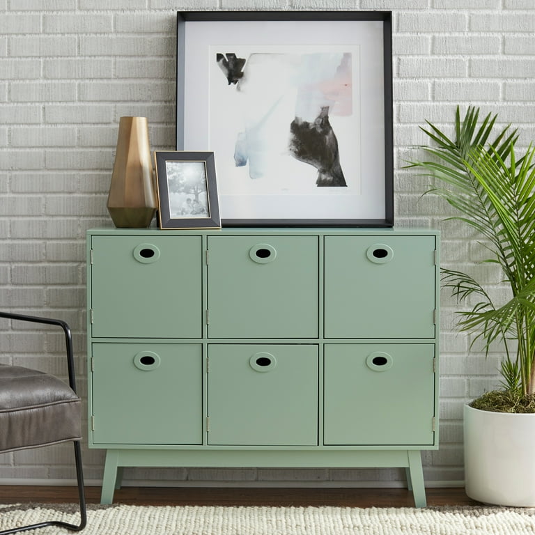 Simple Living Jamie Mid Century Modern 6 door Storage Cabinet Grey
