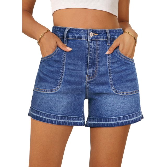 Pantalones cortos Dokotoo Lady Jean Ashleigh, azul, cintura alta, talla 40