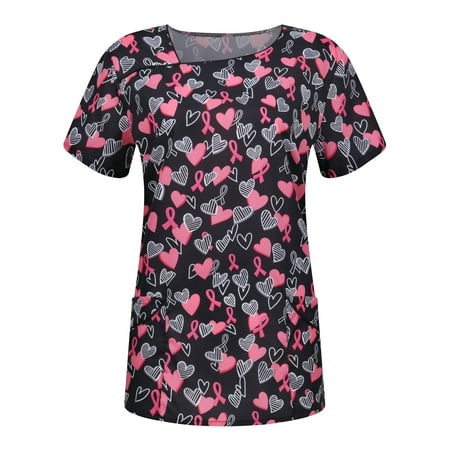 

Cats Fitted Lightweight Sweatshirt Ladies Kawaii Wrap Deep V Neck Scrubs Short Sleeve School Polyester Summer Cropped Scrub Tops Womans