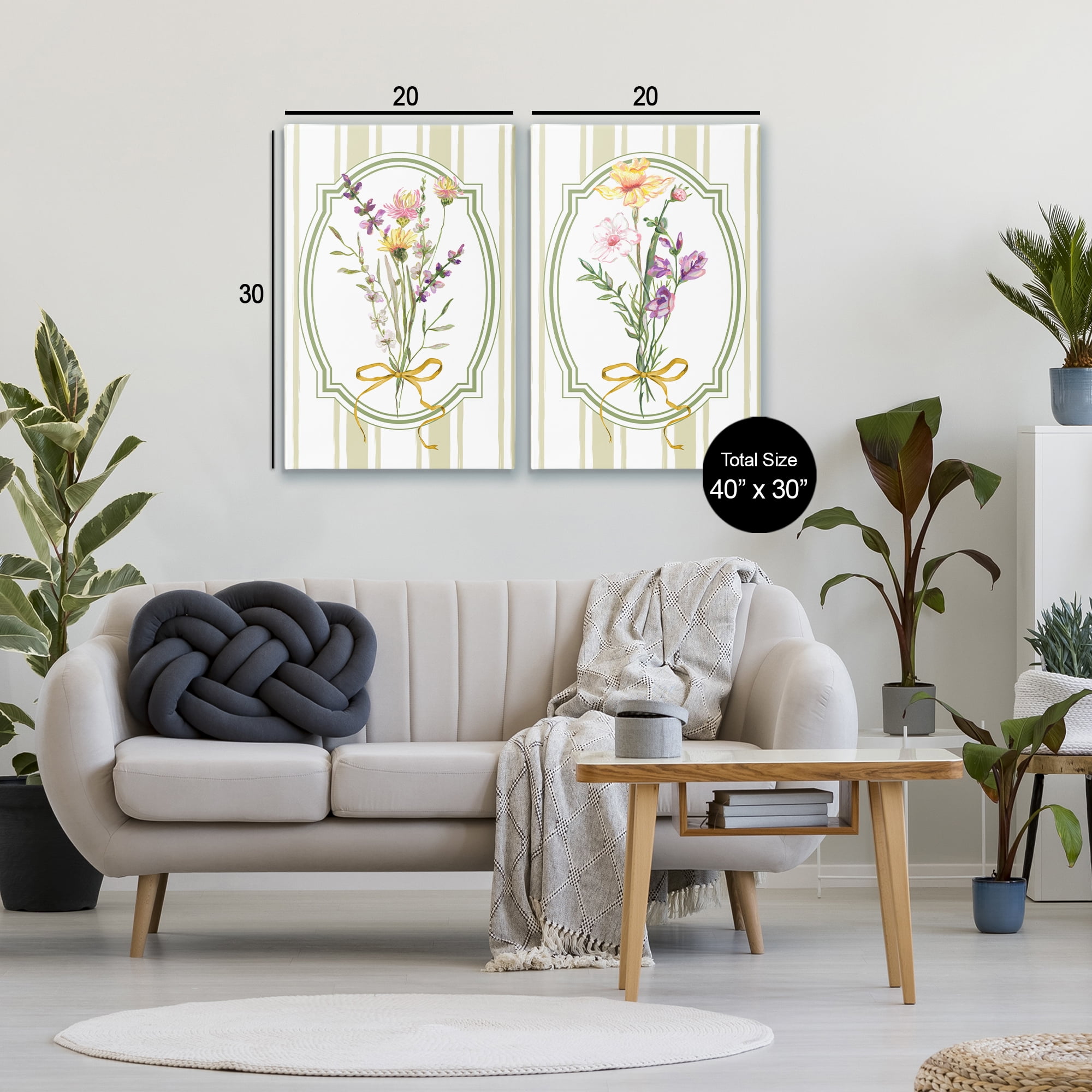 Wildflower Bundles Classic Stripes 2 Piece Canvas Wall Art Set, design by Adonna Ebrahimi