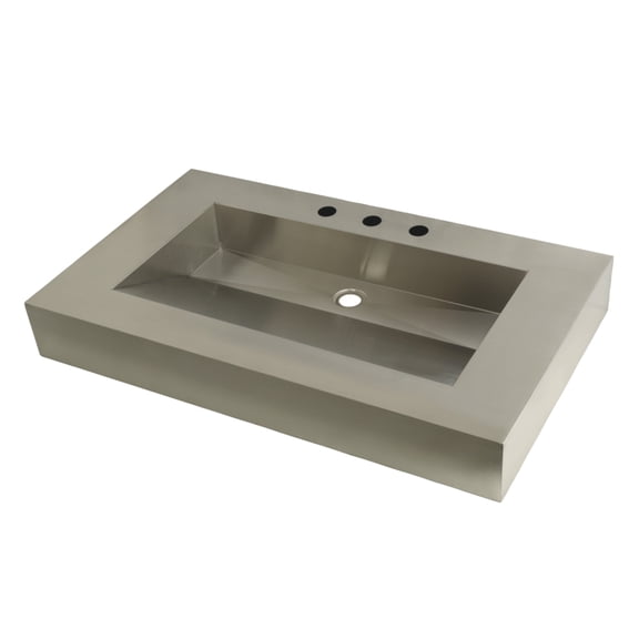 Kingston GLTS37225 37-Inch Stainless Steel Console Sink (8-Inch, 3-Hole) in Brushed Stainless Steel
