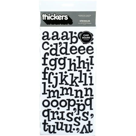 UPC: 0718813428897 | American Crafts Chipboard Alphabet Stickers-Sprinkles-Black Glitter 133/Pkg