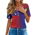 thumbnail image 6 of UVEASISHA Dressy Casual Blouse for Women Button Up V Neck Short Sleeve T Shirts USA Flag Butterfly Graphic Summer Tee Tops Multicolor L, 6 of 9