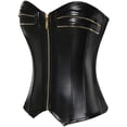 thumbnail image 2 of VASLANDA Womens Sexy PU Steampunk Corset Faux Leather Buckle Zipper Bustier Top Plus Size, 2 of 5