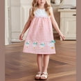 thumbnail image 2 of Toddler Girls Dresses A Line Sleeveless Splicing Cartoon Printing Plaid Dress Kids Girl Summer Everyday Wear Stylish Dressesï¼2 -3 Years, 2 of 6