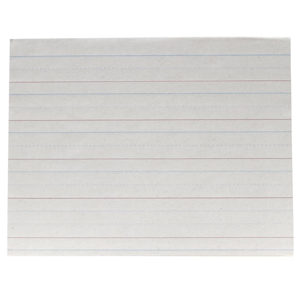School Smart Standard Papel de periódico con rayas rojas y azules para grado K 8-1/2" x 11" 1 en 1/2 en línea quebrada 1/2 en línea saltada Blanco Paquete de 500