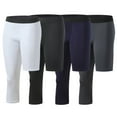 thumbnail image 1 of Leodye Men's Solid Color One Leg Compression Capri Tights Pants Basketball Athletic Running White 12(XL), 1 of 4