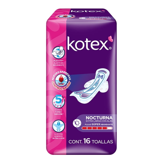 Toallas Femeninas Kotex Kotex Toallas Nocturnas con Alas 16 piezas