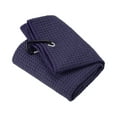 thumbnail image 1 of Unique Bargains 24'x16' Golf Towels Tri Fold Waffle Pattern Towels Soft Fiber with D Clip Navy Blue, 1 of 6