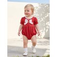 thumbnail image 4 of BemeyourBBs Newborn Baby Girl Summer Clothes Bubble Rompers 0 3 6 12 18 24 Months Bowknot Decor Front Buttons Ruffled Short Sleeve Infant Princess Bodysuits Jumpsuits Playsuits, 4 of 9