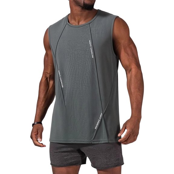 Men's Athletic Tank Top Lightweight Breathable Sleeveless Workout Shirt For Gym Running Outdoor Sports WearDark GrayXXXL