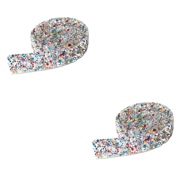 Billuyoard Bling Stickers Glitter Rhinestone Chain Fix Decor Beads Drill Strip para automóvil Ornamento Color mezclado 1 Código 2 cm Ancho Color mixto 1 Código 2 cm de ancho 2Conjunto