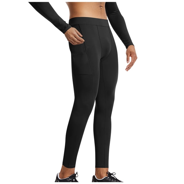 Pantalones de yoga largos para hombre, de color liso, a la moda, con bolsillos laterales, elásticos, para hacer ejercicio, correr, de poliéster.