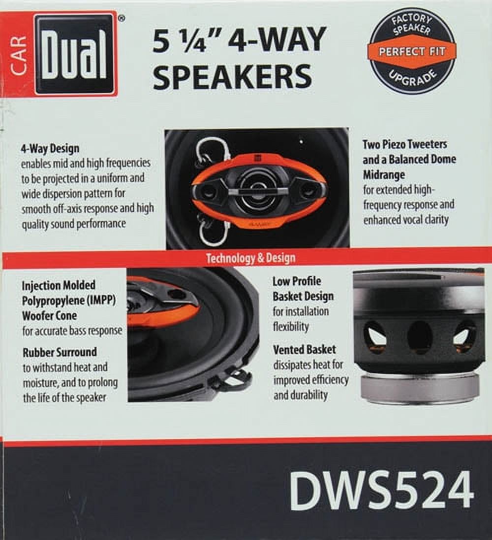 Dual DWS524 125W 5.25" 4-Way Speakers, New