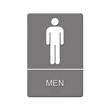 ADA Sign Men Restroom Symbol w/Tactile Graphic Men Restroom Symbol w/Tactile Graphic, Molded Plastic, 6 x 9, Gray