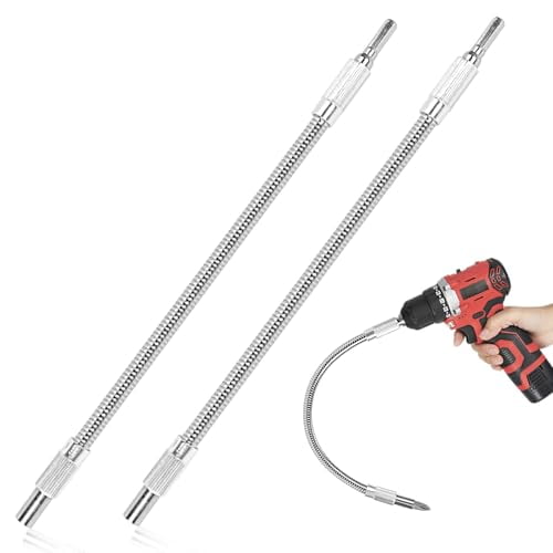 Flexible Drill Bit Extension, 11.7 inch Super Bit Screwdriver Extension, 1/4” Hex Shank Bendable Drill Bit Extension for Tight Spaces, Home Repairs (2 Pack)$$Tools & Hardware Other