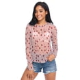 thumbnail image 4 of Ice Silk Mesh Long Sleeve Top Cooling Comfort Women's Crewneck Mesh Tops Casual Shirt Strawberry and Flower Medium, 4 of 6