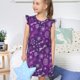 thumbnail image 4 of Fotbe Purple Snowflakes Vestido de Dormir para Niñas de 3 a 10 Años, Mangas Cortas, Estilo Princesa, Pijama Camisón con Mangas Voladas-Large, 4 of 6