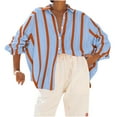 thumbnail image 2 of DAFPZW Women's Striped Boyfriend Shirts Casual Collar Long Sleeve Oversized Button Down Blouse Tops 2025 Fall Trendy Shirt, 2 of 9